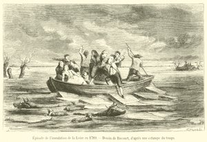 Episode of the flooding of the Loire in 1789 by French School