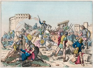 Eudes (Odon) (860-898), Carolingian dynasty, led the battle against the Normans and victoriously defended Paris (885-887) - Engraving of the end of the 19th century in “Nos Gires Nationales - Images et reci”