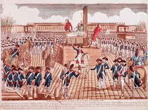 Execution of Marie Antoinette, Queen of France, Place de la Revolution, Paris, October 16th 1793 (engraving)