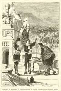 Mercury Barometer Experiment at the Top of Saint-Jacques-la-Boucherie Tower, Paris by French School