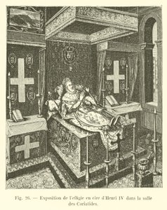 Exhibition of the wax effigy of Henry IV in the Hall of the Caryatids by French School