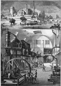 Exterior view and main workshops of the large sugar refinery Les Recollets, owned by Mr. Cedard in Nantes in 1864. Engraving in "Le Monde Illustré" n°380 of July 23, 1864