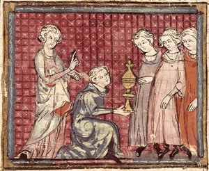 The Division of the Kingdom on the Death of Clotaire I (497-561), from the Grandes Chroniques de France 1375-79 by French School