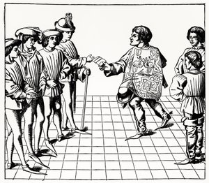 Fashion and Manner of the King of Arms, from the Tournois du roy Rene, illustration from Science and Literature in the Middle Ages and Renaissance, written and engraved by Paul Lacroix, 1878 by French School