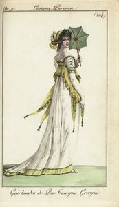 Fashionable woman with parasol by French School