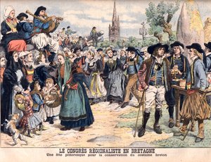 Festival for the conservation of traditional Breton costume. The Regional Congress in Brittany. A picturesque celebration to preserve the Breton costume. Illustration for Le Petit Journal by French School