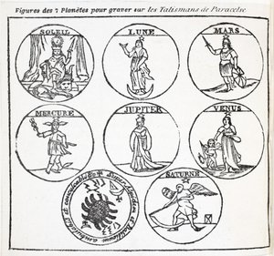 Figures of the 7 Planets for Engraving on the Talismans of Paracelsus by French School