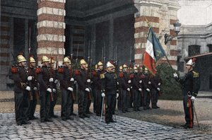 Firefighters of Paris. Salute to the flag. in 