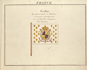 Flag of the Dauphin and Dauphine, Louis-Antoine and Marie-Therese of France, from Pavillons des Puissances Maritimes, c.1815-30 by French School