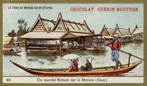Floating market on the River Menam, Siam by French School