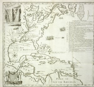 Folding map of the North American Atlantic coast, 1714 by French School