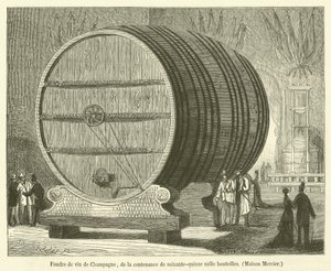 Champagne Wine Barrel, Holding Seventy-Five Thousand Bottles, Mercier House (engraving) by French School