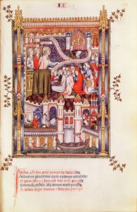 St. Denis preaching to the Parisians who break their pagan idols, from Vie de St. Denis, 1317 by French School