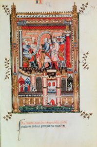 Sisinnius giving orders to St. Denis and his companions brought before him, from Vie de St. Denis, 1317 by French School