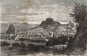 France, Auvergne, Haute-Loire (43), Le Puy en Velay - engraving in La France illustree: geography, history, statistical administration by V.A. Malt-Brown. 1884 by French School