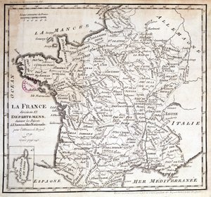 France divided into 83 departments following the decrees of the National Assembly of 1791