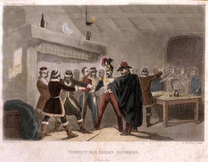 Freemasonry: the oath of the brothers reapers in Potok in 1821. Engraving from 