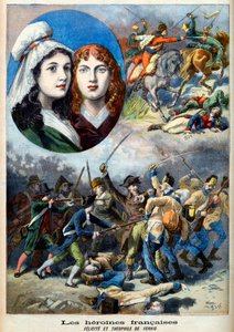 French Revolution - The French heroines: the sisters Felicite and Theophile by Fernig who fought dressed as a man against the Austrians to watch their father in 1792 - illustration from 
