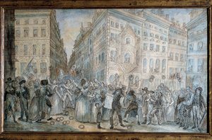 French Revolution: Scene of Parisian street: the newspaper seller of L