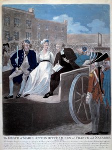 French Revolution: the Queen of France Marie Antoinette (1755-1793) is taken to the guillotine. Engraving from 1793. Paris, Library of the Arsenal by French School