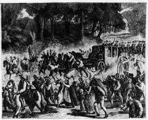 French Revolution: The Arrival of the Royal Family (Louis XVI and Marie Antoinette) in Paris, 5 October 1789 - Engraving by French School