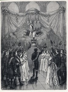 French Revolution: the goddess of reason at the Notre-Dame Cathedral in Paris during a celebration given in the honor of the destruction of fanaticism on November 10 by French School