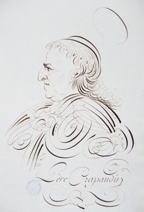 French calligraphy: Portrait of Father Crapaudin by Bernard of Paris around 1780. Historical library of the city of Paris.