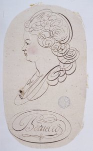 French calligraphy: Portrait of a young person executed by Bernard de Paris around 1780 by French School