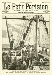 French Soldiers Departing Marseilles for Madagascar (engraving) by French School