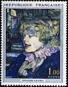 French stamp with painting by Toulouse Lautrec by French School