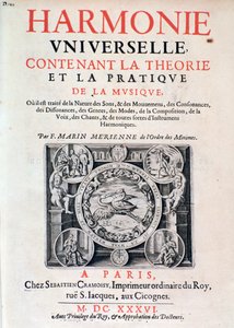 Frontispiece of Harmonie universelle contenant la theorie et la pratique de la musique, 1637