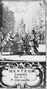 Frontispiece of Le Menteur by Pierre Corneille (1606-84) Published in 1664, Amsterdam by French School