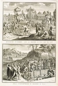 Funeral Rites and the Manner of Entombing Lords After Their Death, in Peru, Illustration from Religious Ceremonies and Customs, Engraved by Bernard Picart, 1722