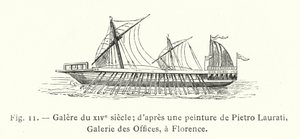 14th Century Galley; after a Painting by Pietro Laurati, Uffizi Gallery, Florence by French School