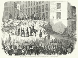 General Lamoriciere negotiating with armed workers defending their barricade outside the Saint Martin barracks, Paris, 23 June 1848 by French School