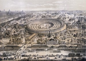 General view of the Exposition Universelle in 1867, taken from the Trocadero hill, Paris by French School