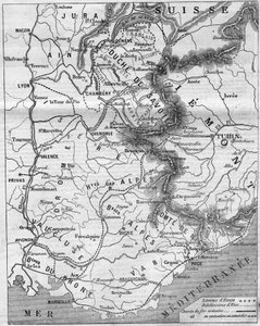 Geographic map of the Duchy of Savoy and the County of Nice by French School