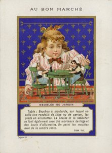 Girl Playing with Dolls and Miniature Furniture, Meubles De Jardin