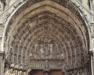 Gothic Art: Tympanum of the central bay of the south portal of the Basilica of Notre Dame de Chartres by French School