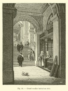 Grand lateral staircase in 1825 by French School