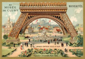 Grand fountain beneath the Eiffel Tower, Exposition Universelle, Paris
