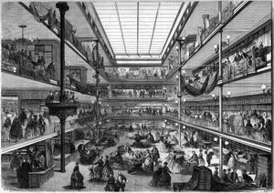 Parisian Department Stores; Interior view of the stores of the City of Saint Denis, rue du Faubourg Saint Honore, Paris by French School