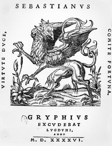 Griffin Printers Emblem of Sebastianus Gryphius, Lyon, 1546 by French School