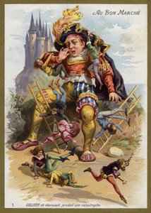 Gulliver sneezes and causes a catastrophe by French School
