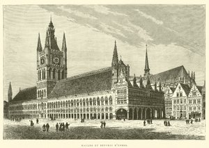 Halls and Belfry of Ypres (engraving) by French School