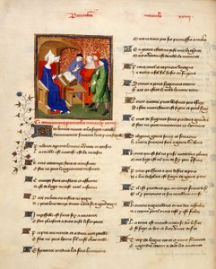 Miniature of a Woman Reading Moral Proverbs at the Beginning of the 