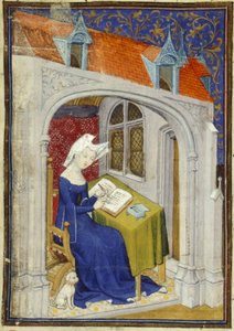 Detail of a Miniature of Christine de Pizan in Her Study at the Beginning of the 
