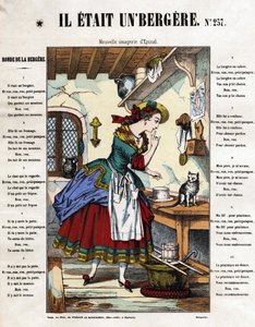 He was a shepherdess. Childborn song. Picture of Epinal from the 19th century. by French School