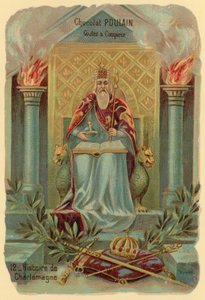 History of Charlemagne, founder of the Carolingian Empire (c. 742-814) by French School