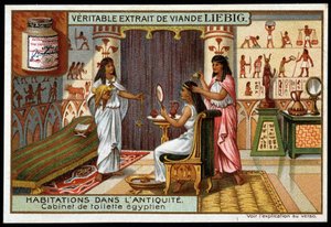 Homes in Antiquity: Egyptian Bathroom - Liebig Advertising Sticker by French School
